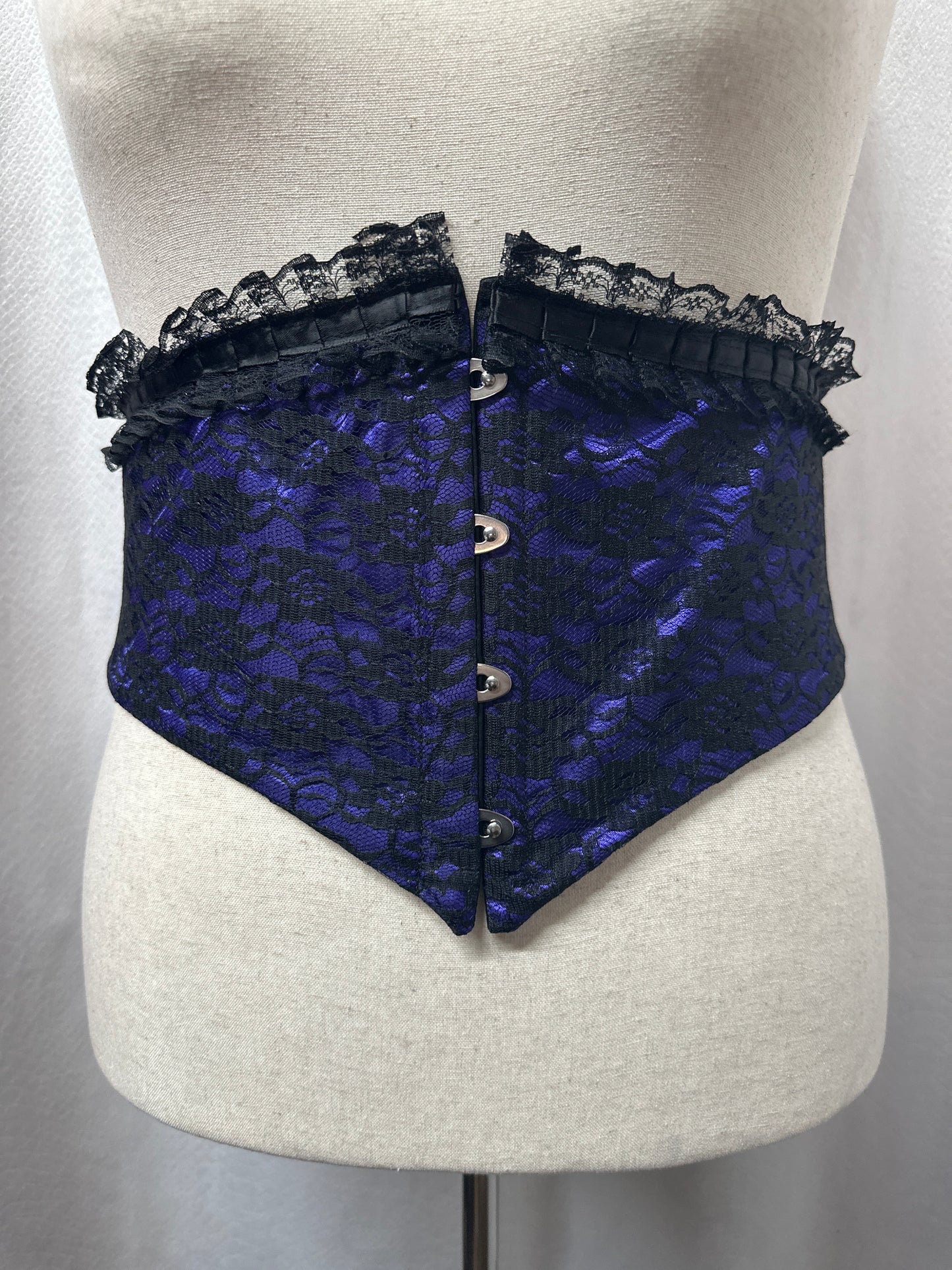 Lace Corset Belt with Ruffle Detail