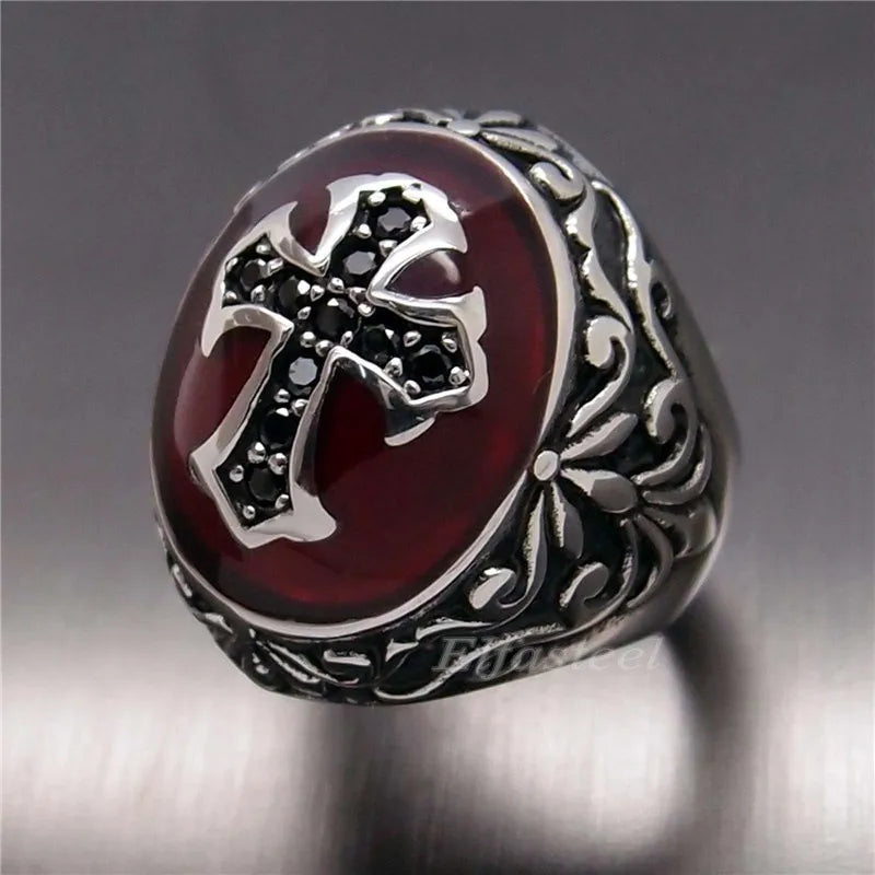 Black Vampire Cross Ring