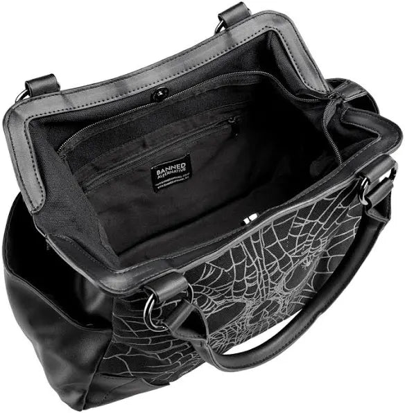 Spiderweb Skull Canvas Handbag