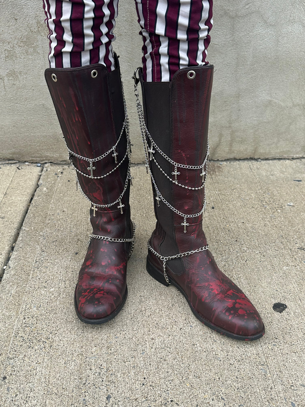 Killer Riding Boots with Chains sz 8.5