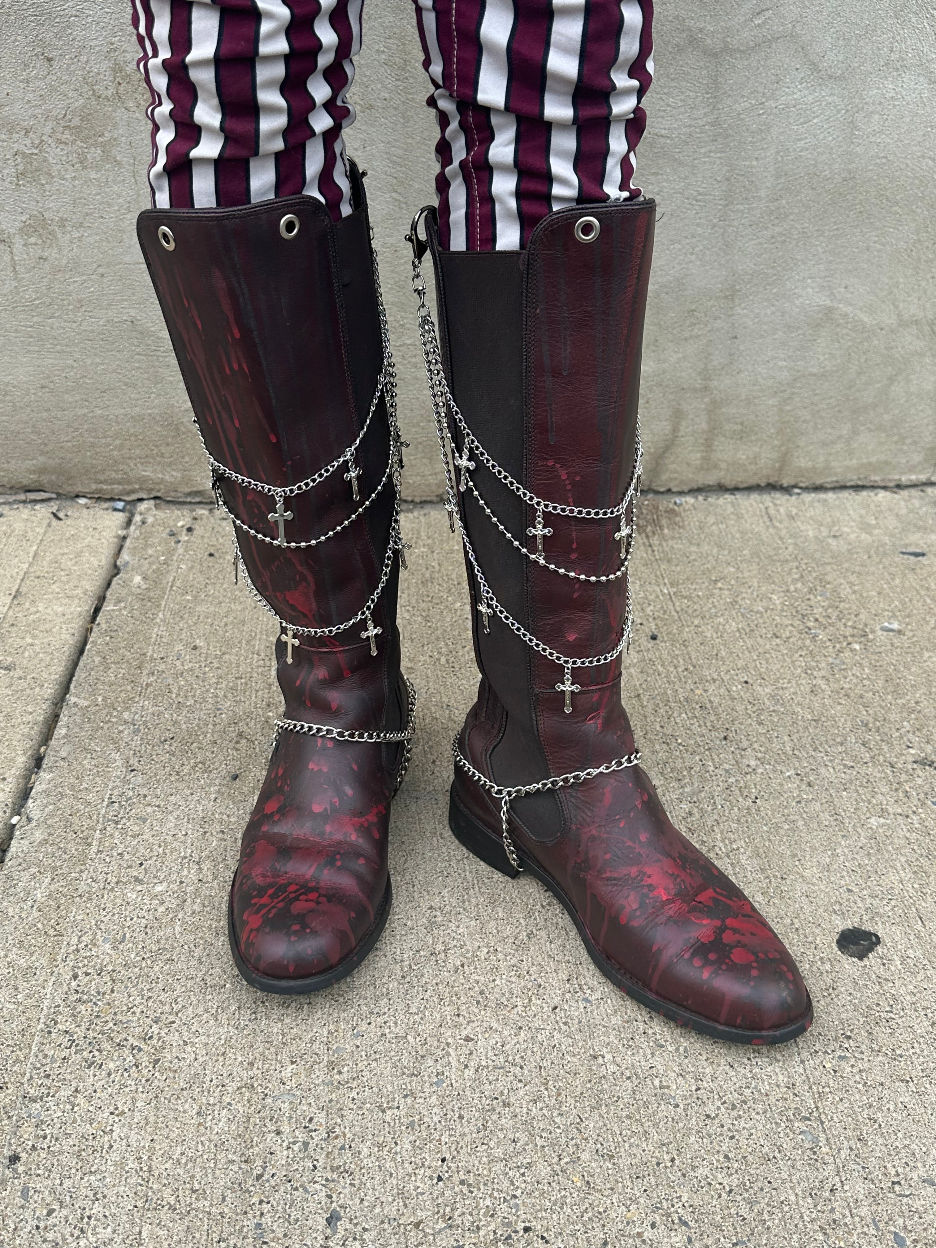 Killer Riding Boots with Chains sz 8.5