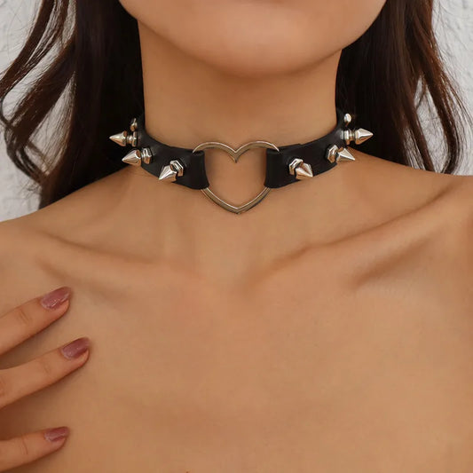 Heart Choker with Spikes