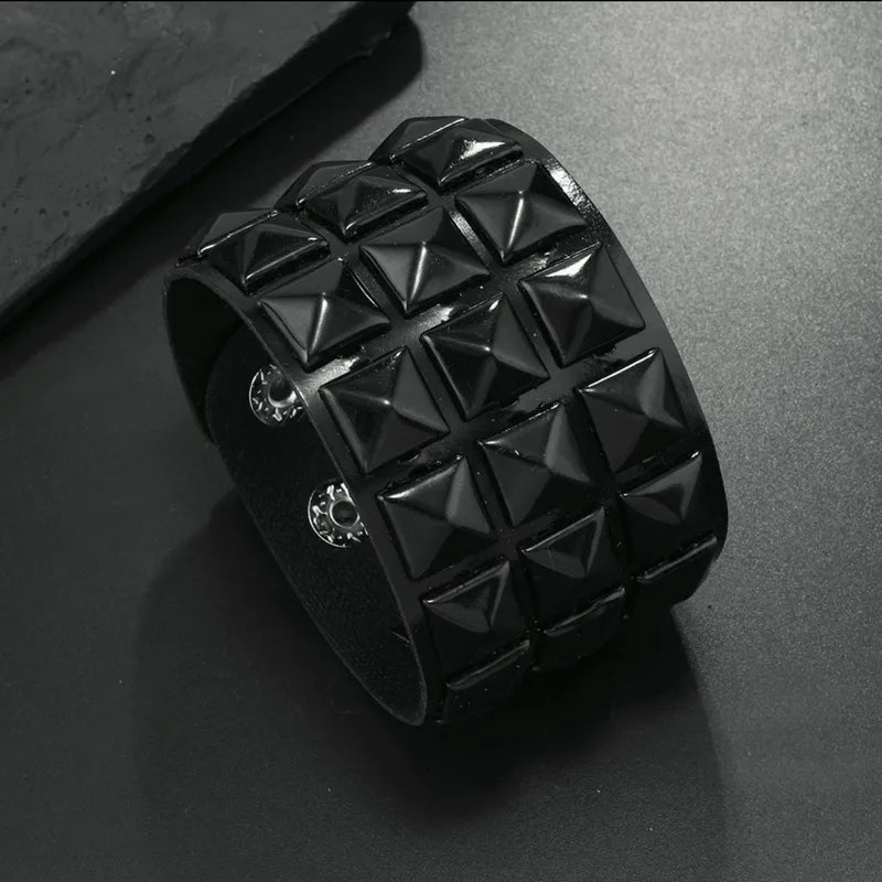 Black Studded Cuff Bracelet