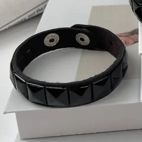 Black Studded Cuff Bracelet