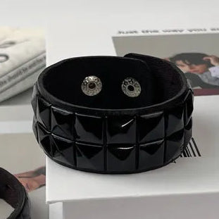 Black Studded Cuff Bracelet