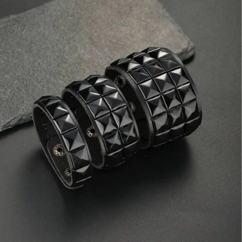 Black Studded Cuff Bracelet
