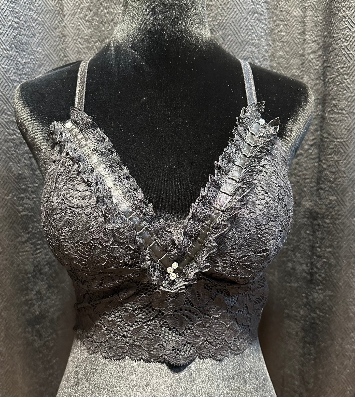 Lace Bra Top with Rhinestones