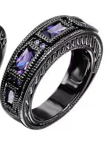 Purple square cut band ring