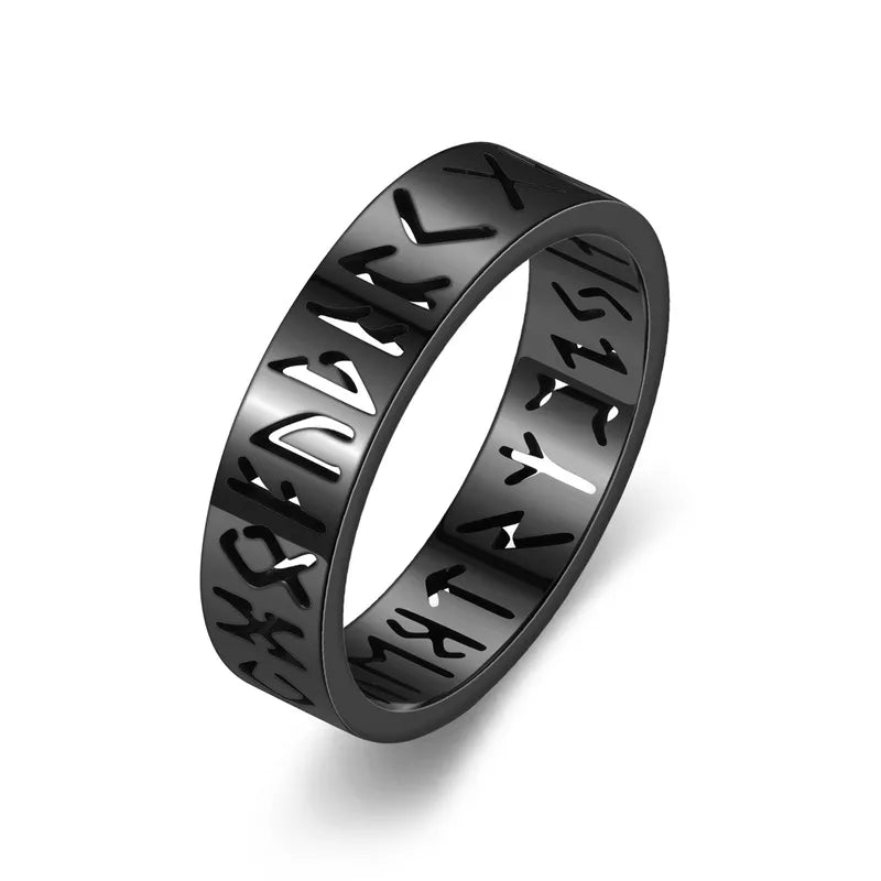 Black Rune Runic Band Ring