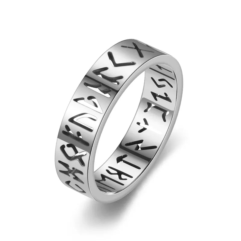 Silver Rune Runic Band Ring