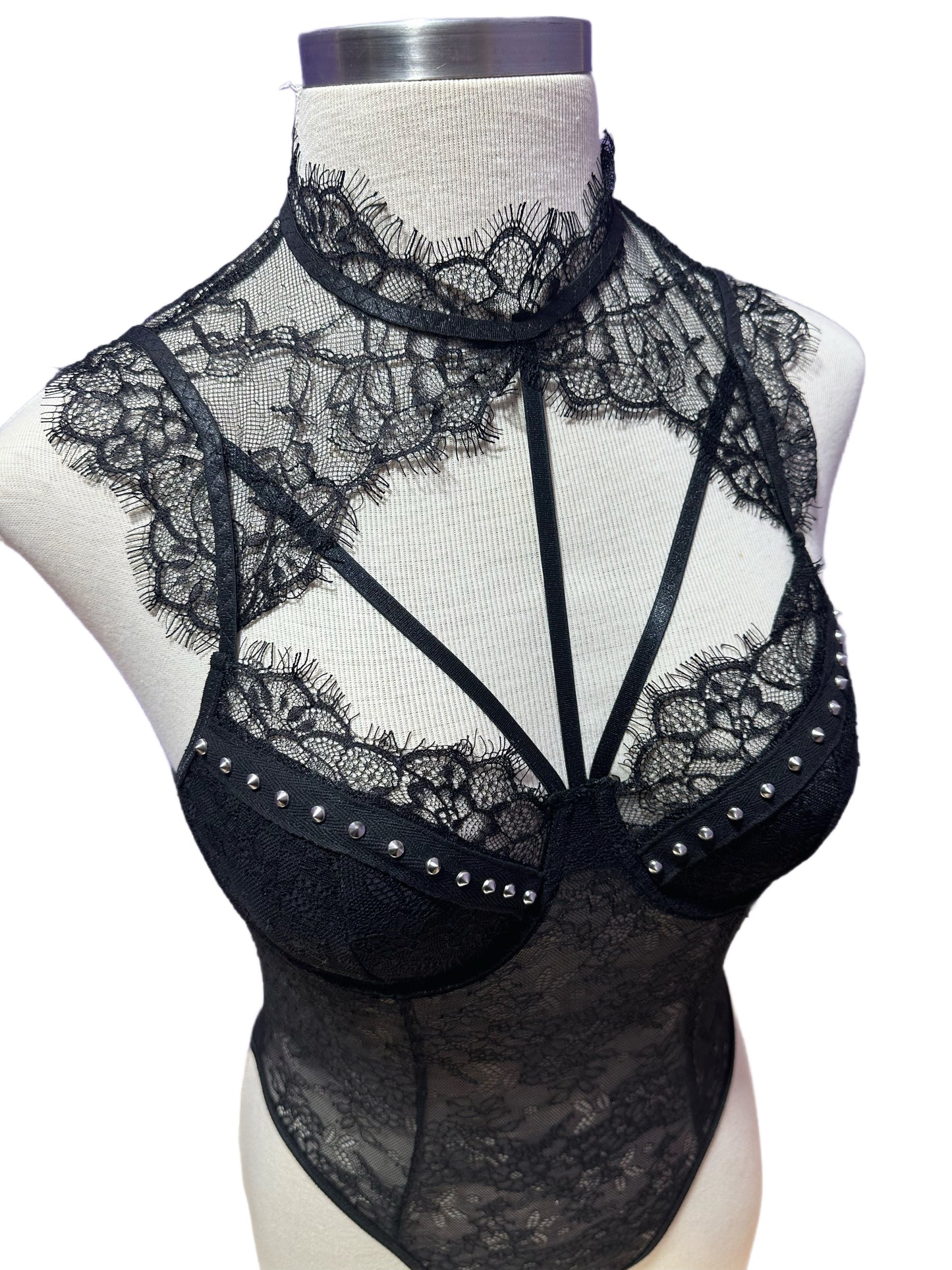 Lace Rivet Body Suit