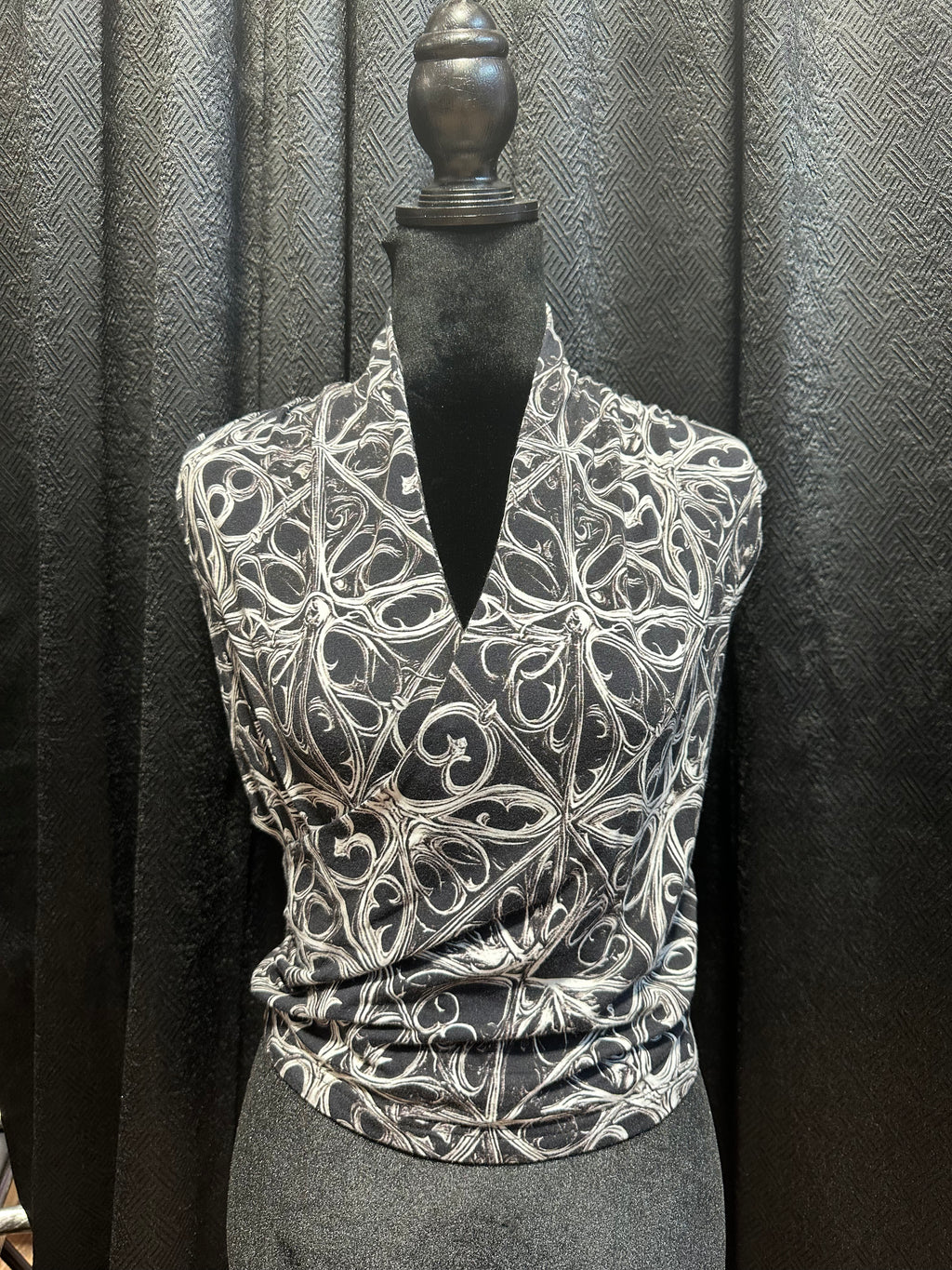 Gothic Lattice Surplice Top in Cotton Bamboo Blend - Angel's House of Design Co.