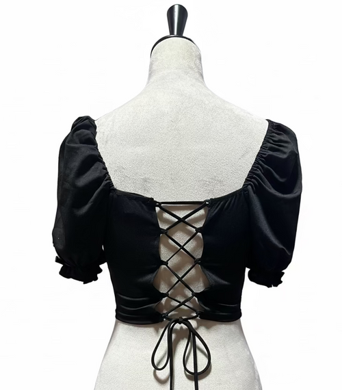 Black Heart Crop with back lace up - Angel's House of Design Co.