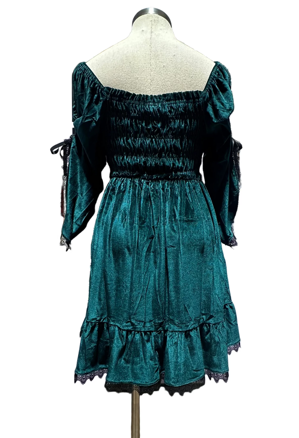 Green Gothic Baby Doll with Adjustable Gathered Statement Sleeve