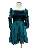 Green Gothic Baby Doll with Adjustable Gathered Statement Sleeve