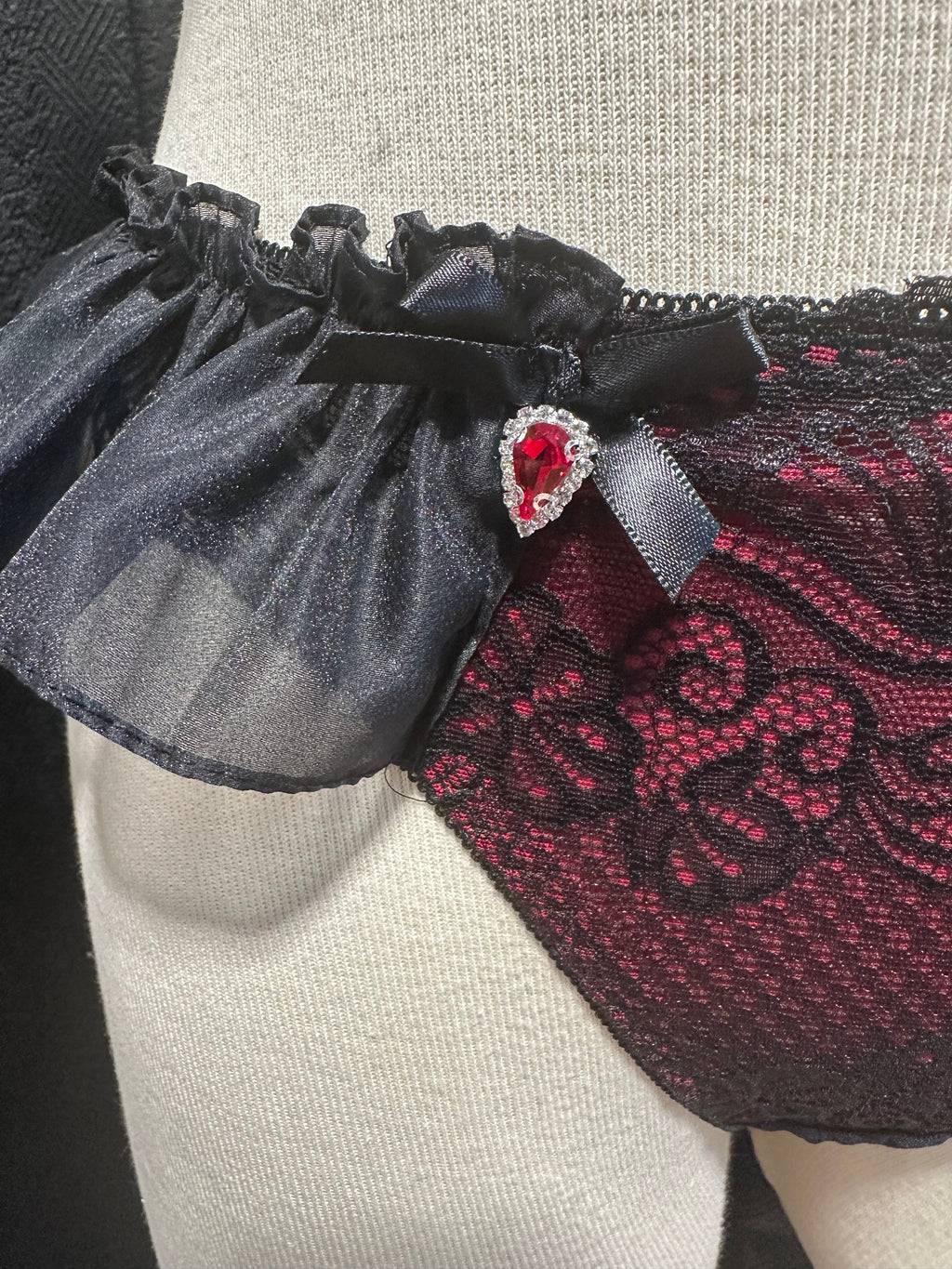 Fang Around Thong Frill Panties Red - Angel's House of Design Co.