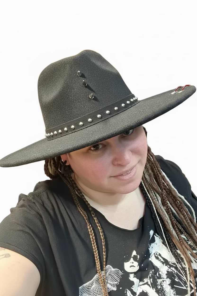 Wide Brimmed Gothic Fedora with Spikes