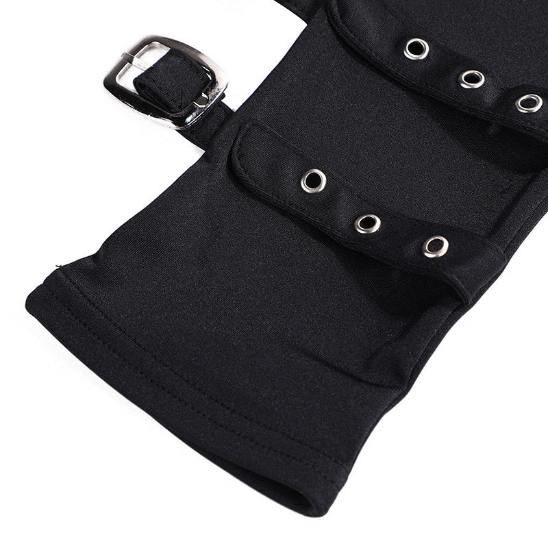 Buckle Fingerless Gloves