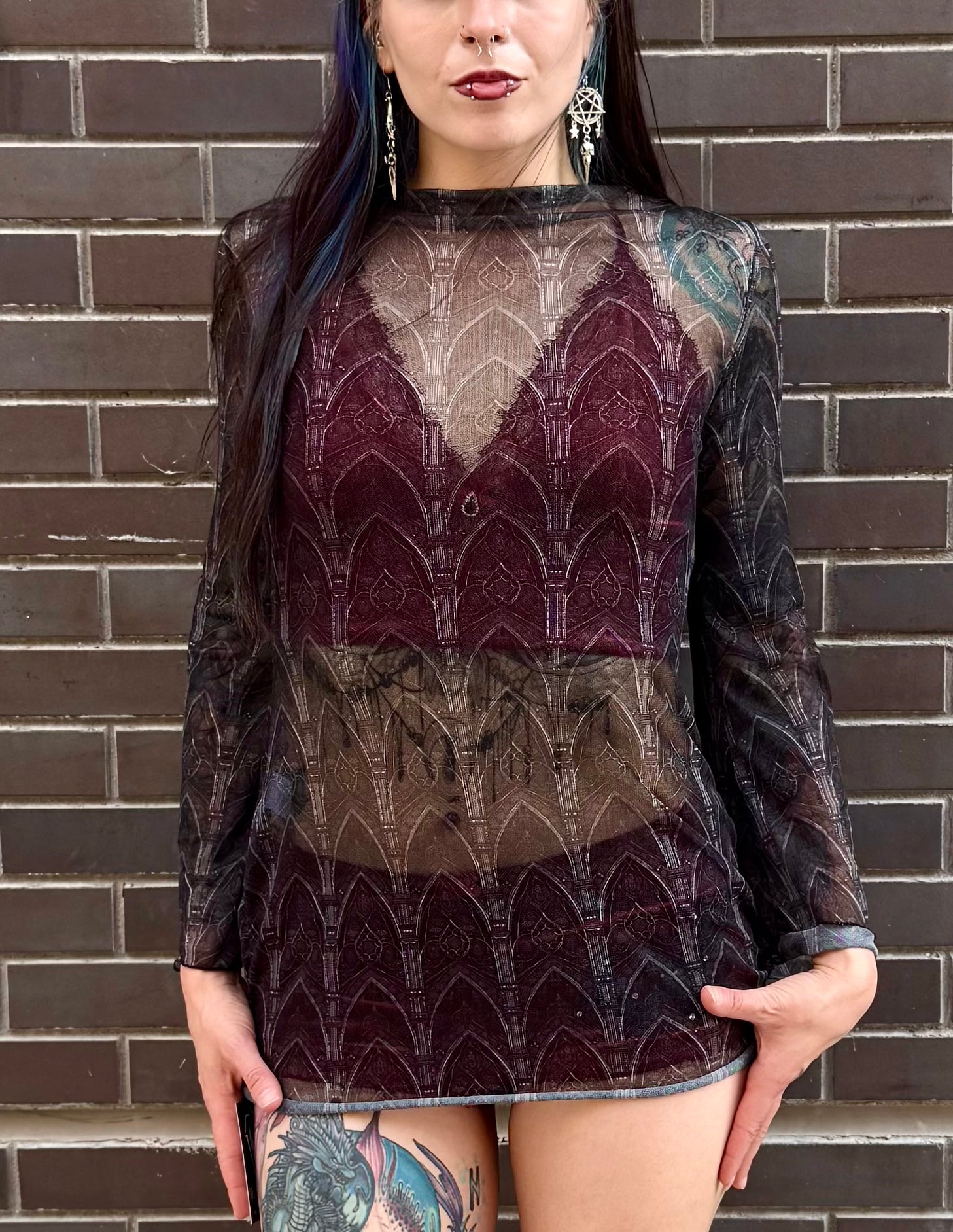Cathedral Mesh Mini Dress
