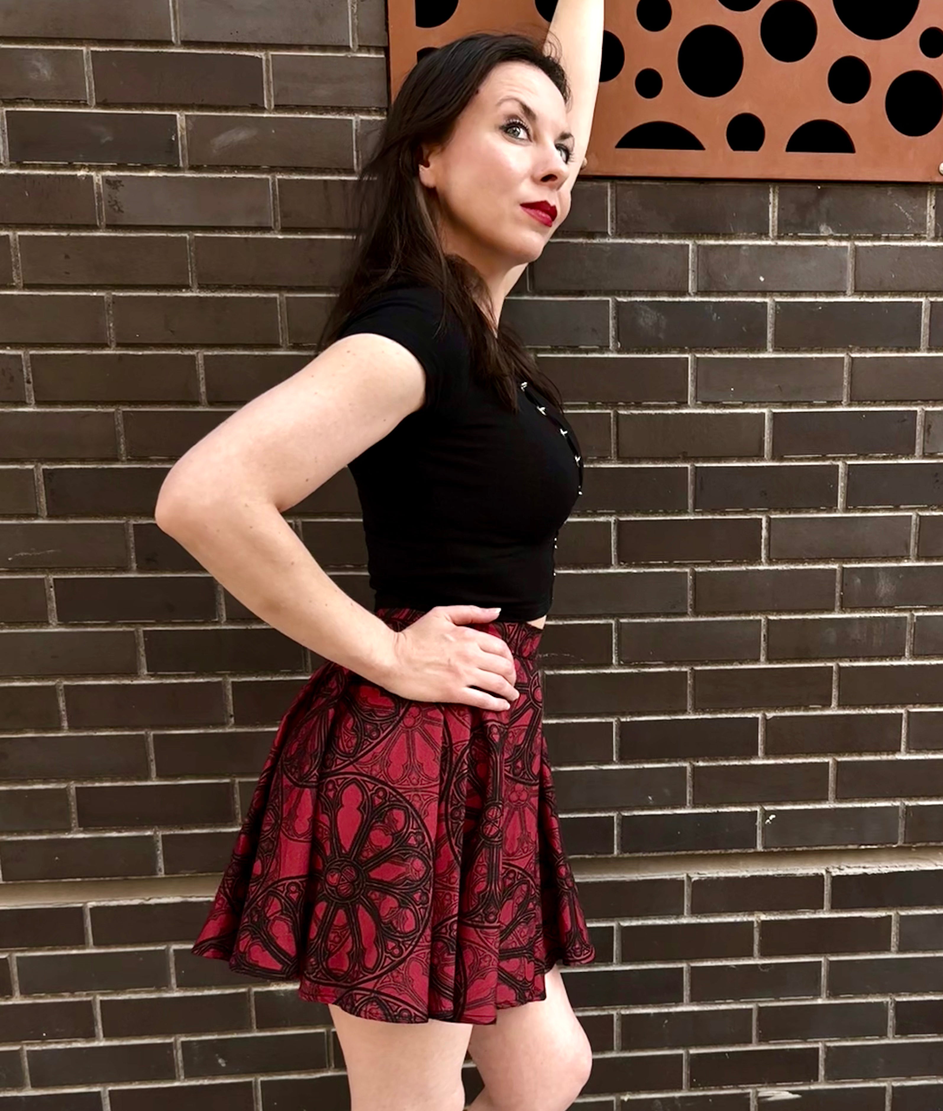 Red Rose Window Circle Skirt