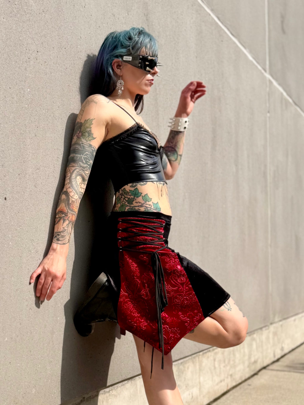 Red & Black Pinafore Skirt