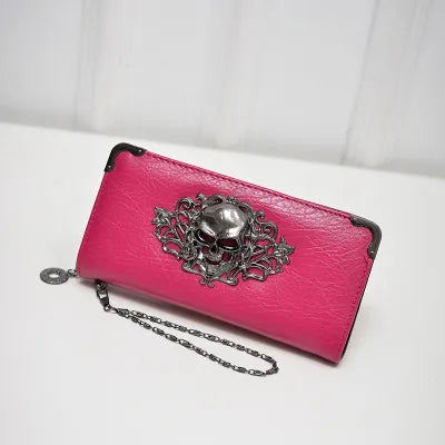 Skull Wallet Hot Pink with wristlet chain