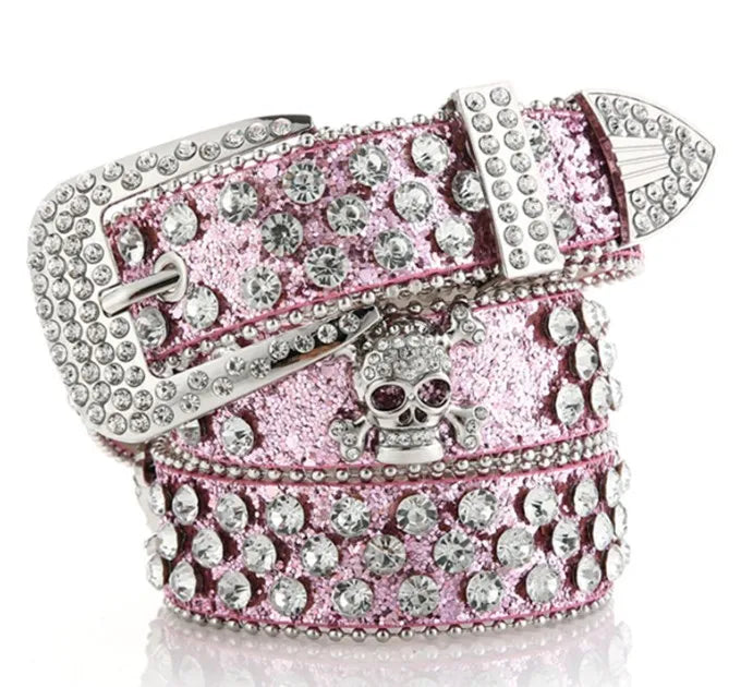 Pink Sparkle Skull Belt