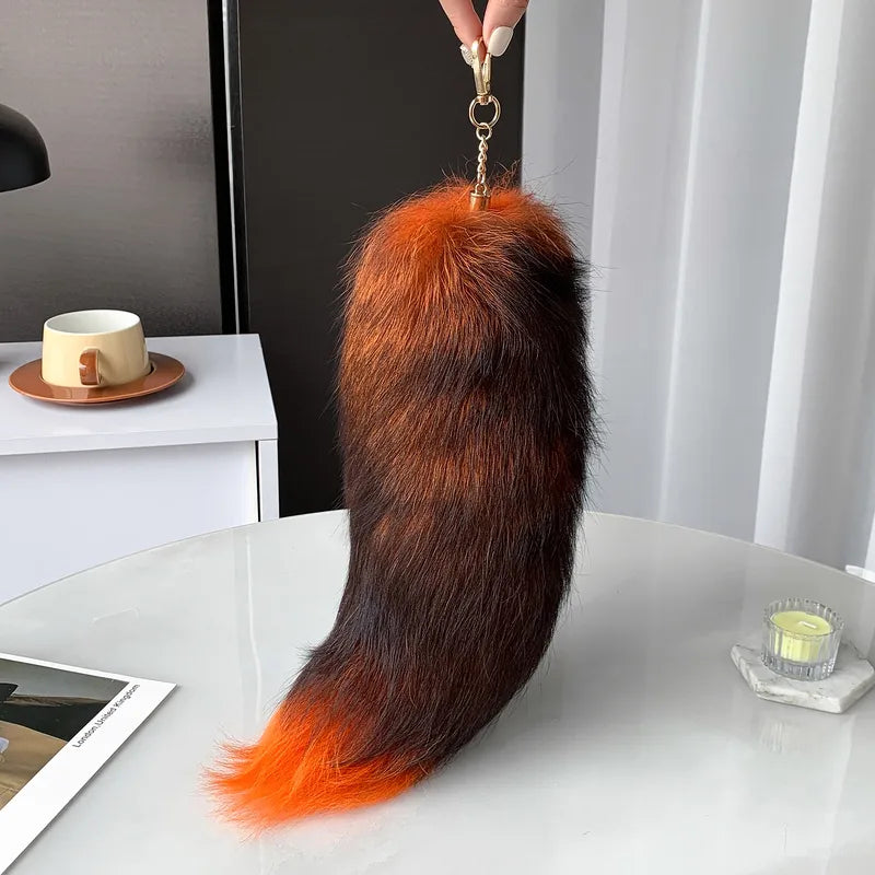 Orange Fox Tail with Key Ring