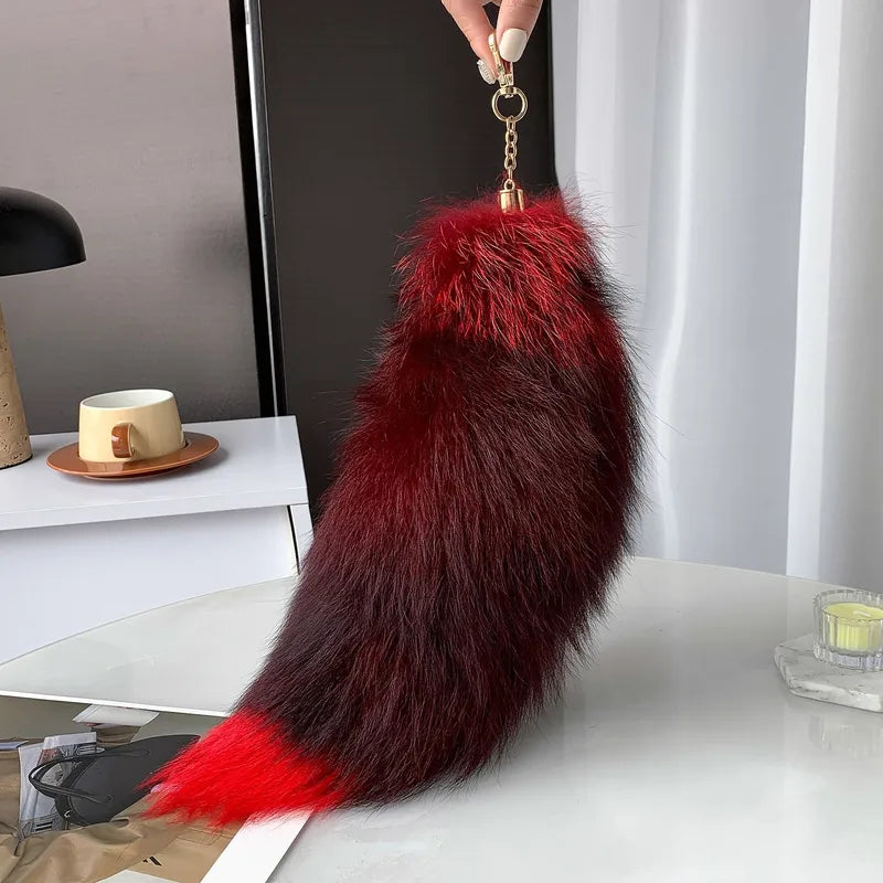 Red Fox Tail with Key Ring