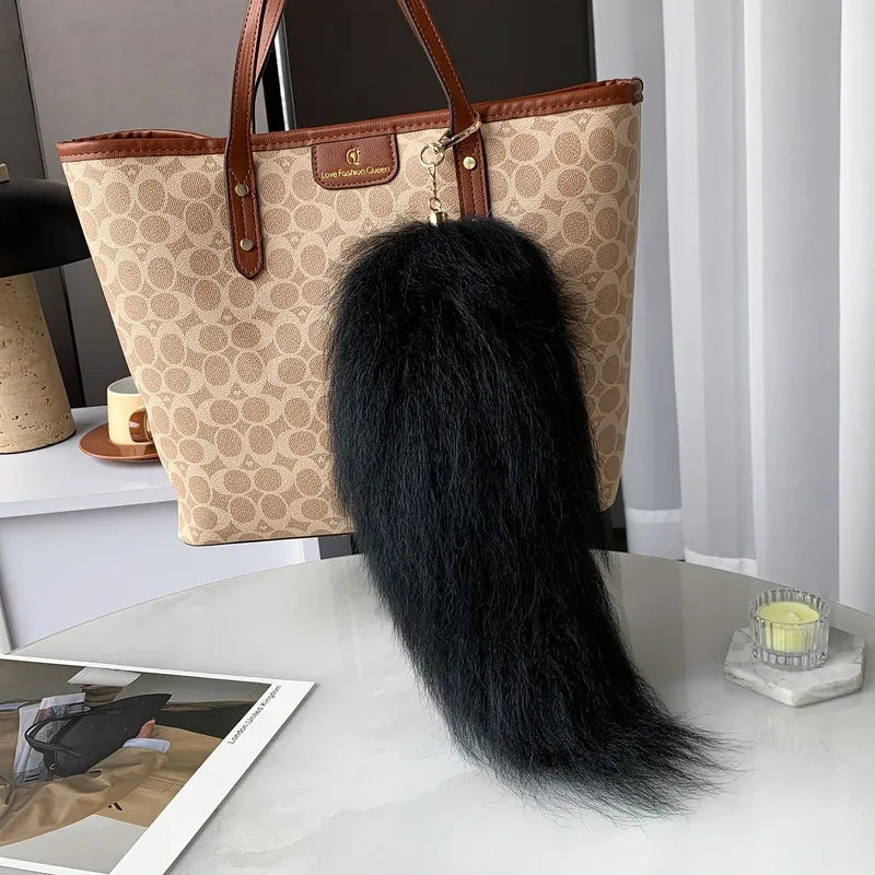 Black Fox Tail with Key Ring