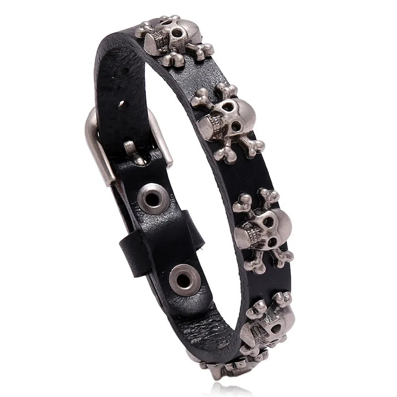 Skull and Crossbone PU leather Bracelet