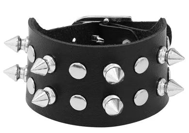 Punk Spike and Stud Cuff with Belt Closure