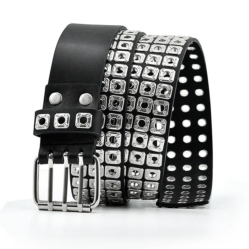 Metal Block Belt in Silver or Gun Metal