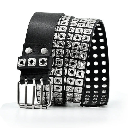 Metal Block Belt in Silver or Gun Metal