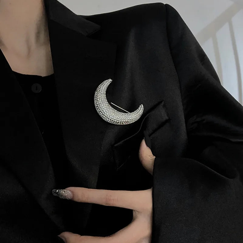 Rhinestone Moon Pin/Brooch