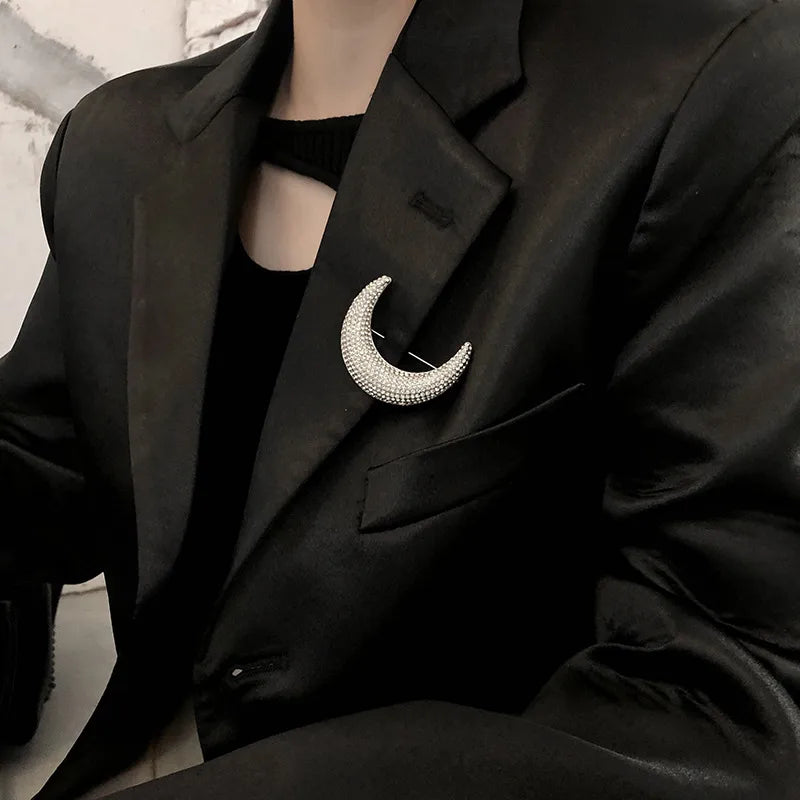 Rhinestone Moon Pin/Brooch