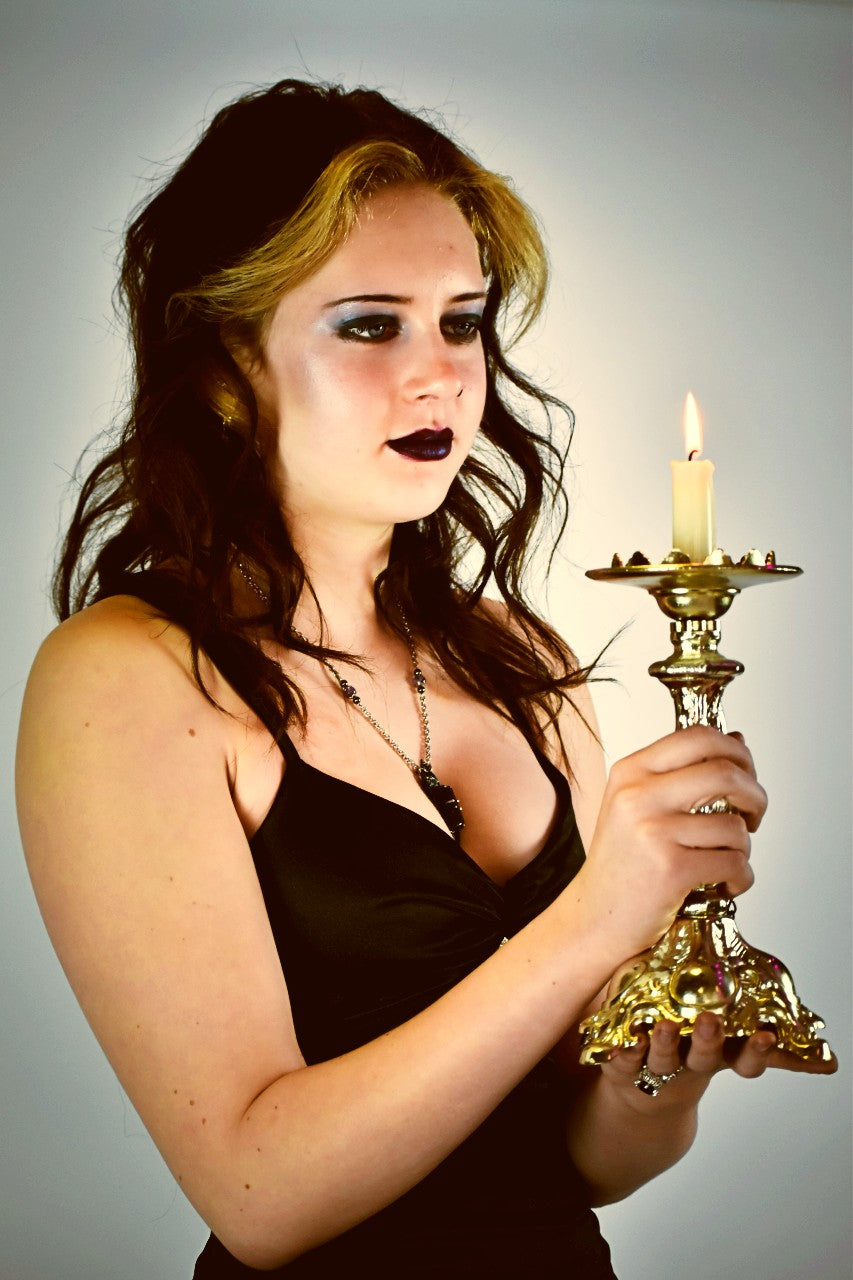 Satin Dress with Purple Jewel