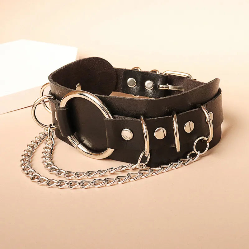 D-Ring Collar/Choker with Chains