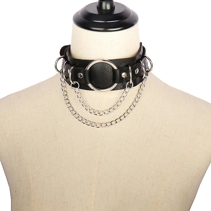 D-Ring Collar/Choker with Chains