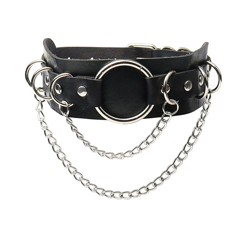 D-Ring Collar/Choker with Chains