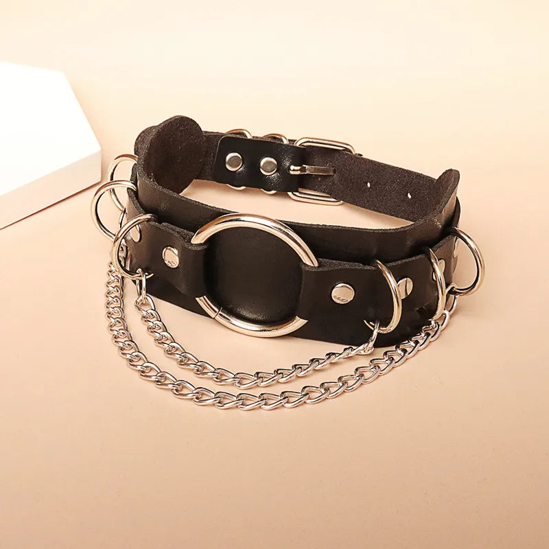 D-Ring Collar/Choker with Chains