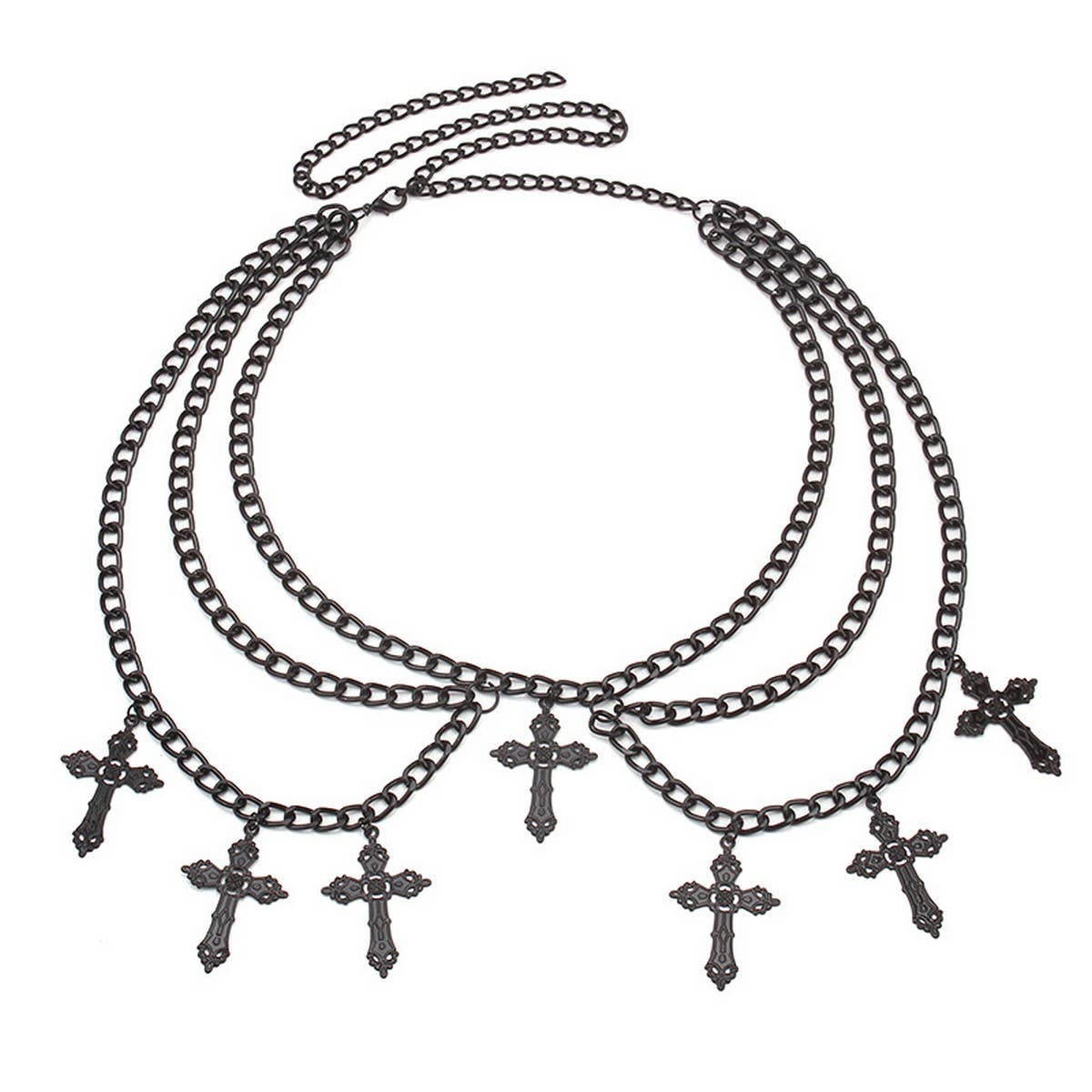 ALLOY HOLLOW CROSS PENDANT WAIST CHAIN BODY CHAIN_CWMM0652