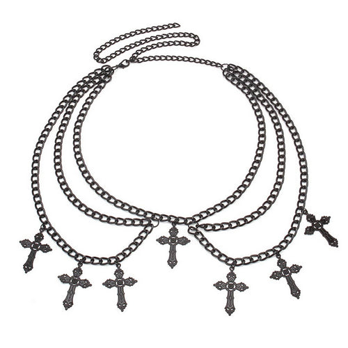 ALLOY HOLLOW CROSS PENDANT WAIST CHAIN BODY CHAIN_CWMM0652