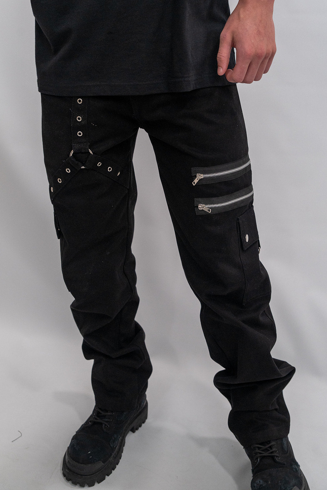 Black Cargo Tri-Trim Jeans