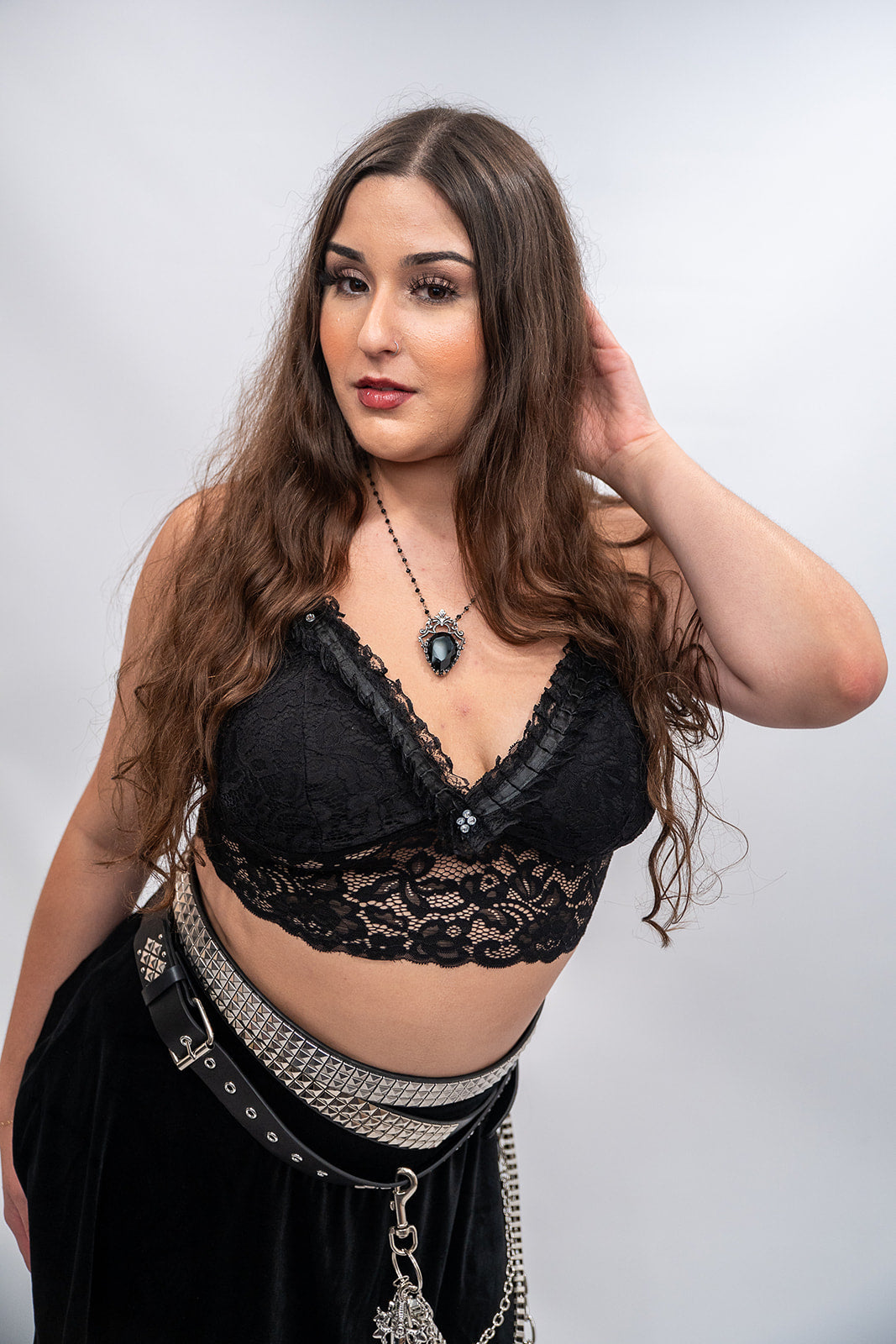 Lace Bra Top with Rhinestones