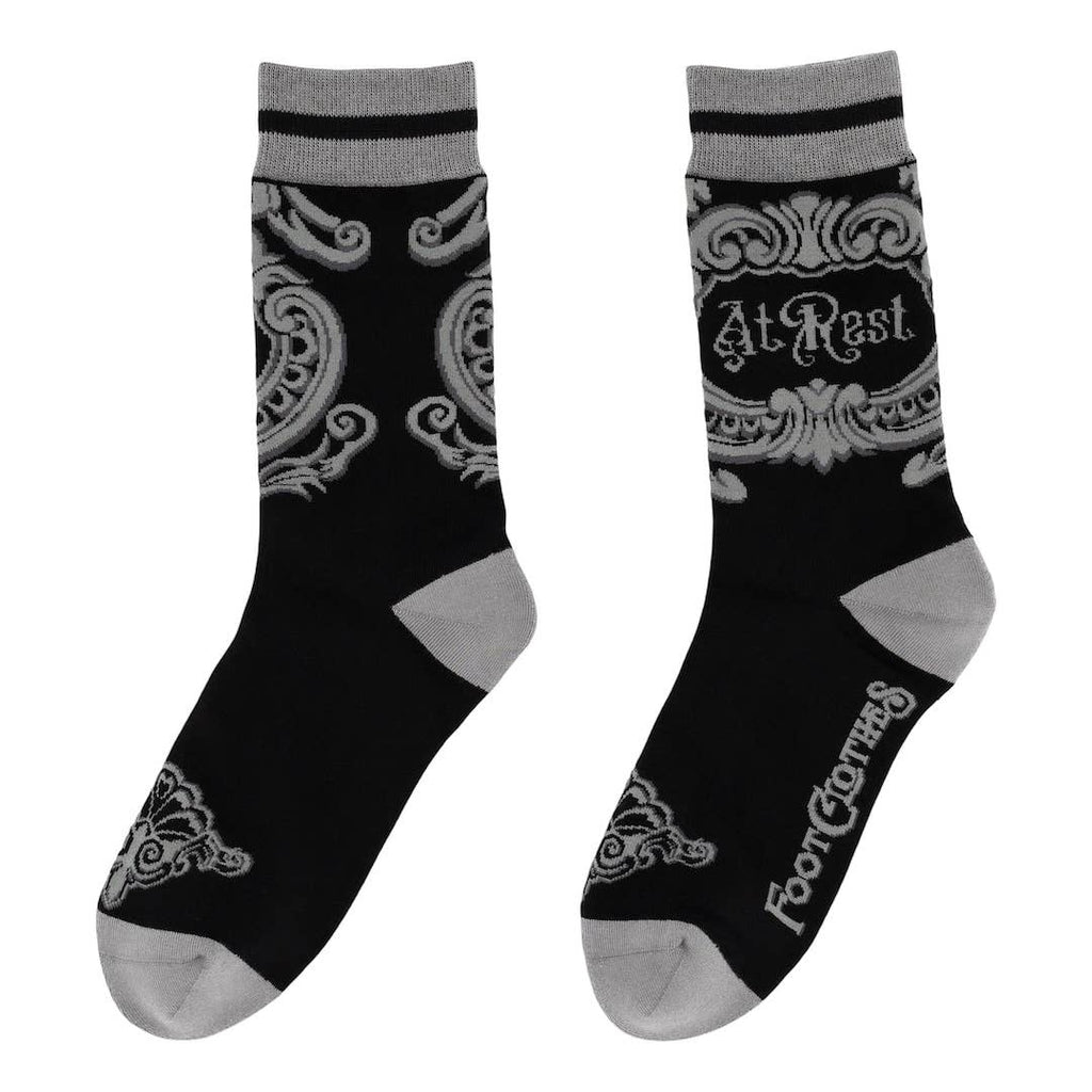 At Rest Coffin Plaque Crew Socks - Angel's House of Design Co.