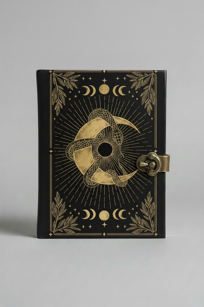 Snake and Moon | Leather Journal | Blank Vintage Journal