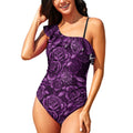 Purple Spiderweb & Roses One Piece Swimsuit