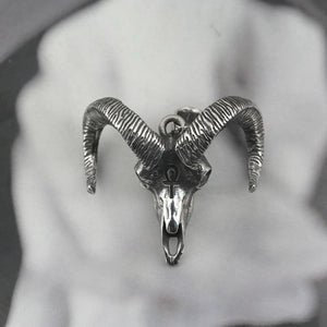 Baphomet Skull with Ankh Symbol Necklace in Stainless Steel Metal - Angel's House of Design Co.