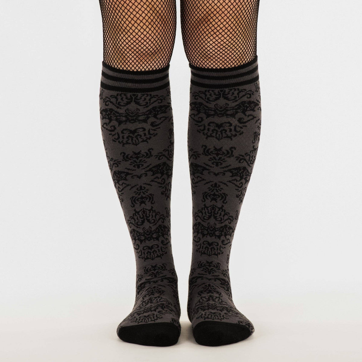 Bat Damask Knee High Socks - Angel's House of Design Co.